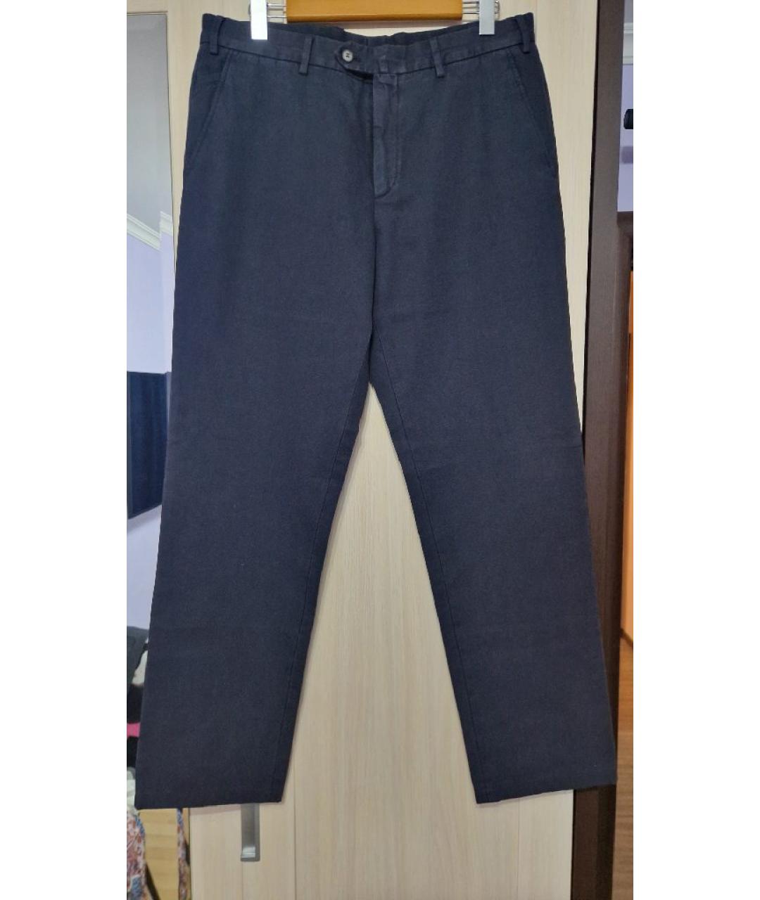 LORO PIANA Темно-синие хлопковые брюки чинос, фото 10