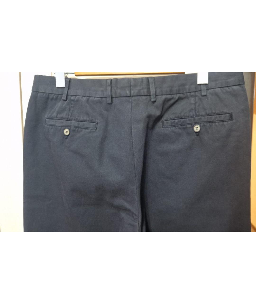 LORO PIANA Темно-синие хлопковые брюки чинос, фото 5