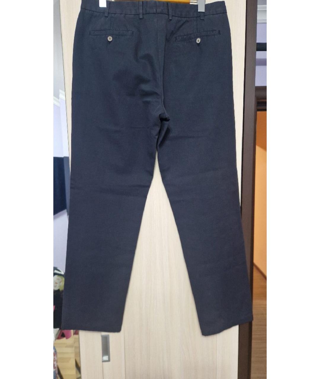 LORO PIANA Темно-синие хлопковые брюки чинос, фото 2
