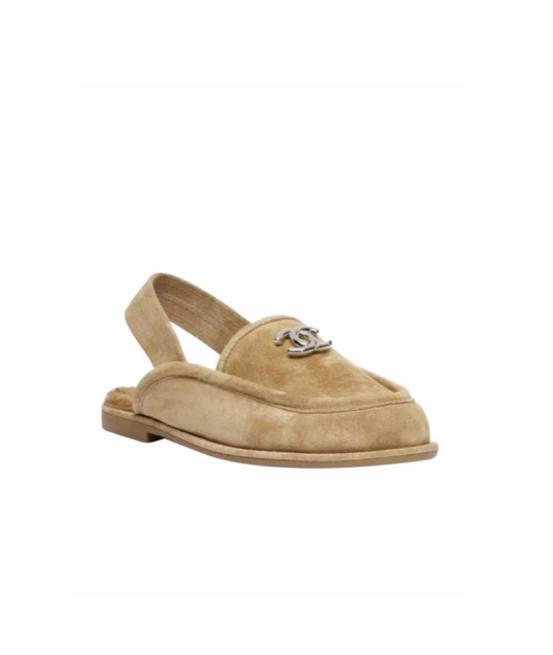 CHANEL Бежевые замшевые мюли, фото 1