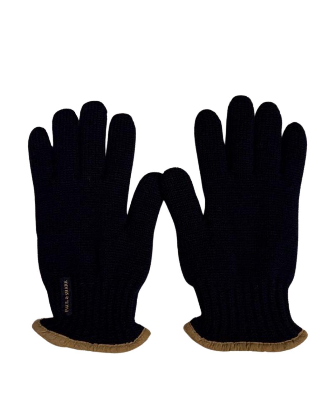 PAUL & SHARK Темно-синие шерстяные перчатки, фото 1