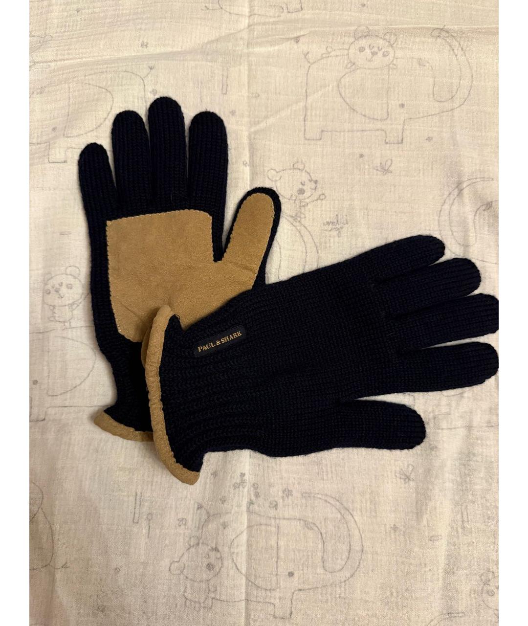 PAUL & SHARK Темно-синие шерстяные перчатки, фото 5