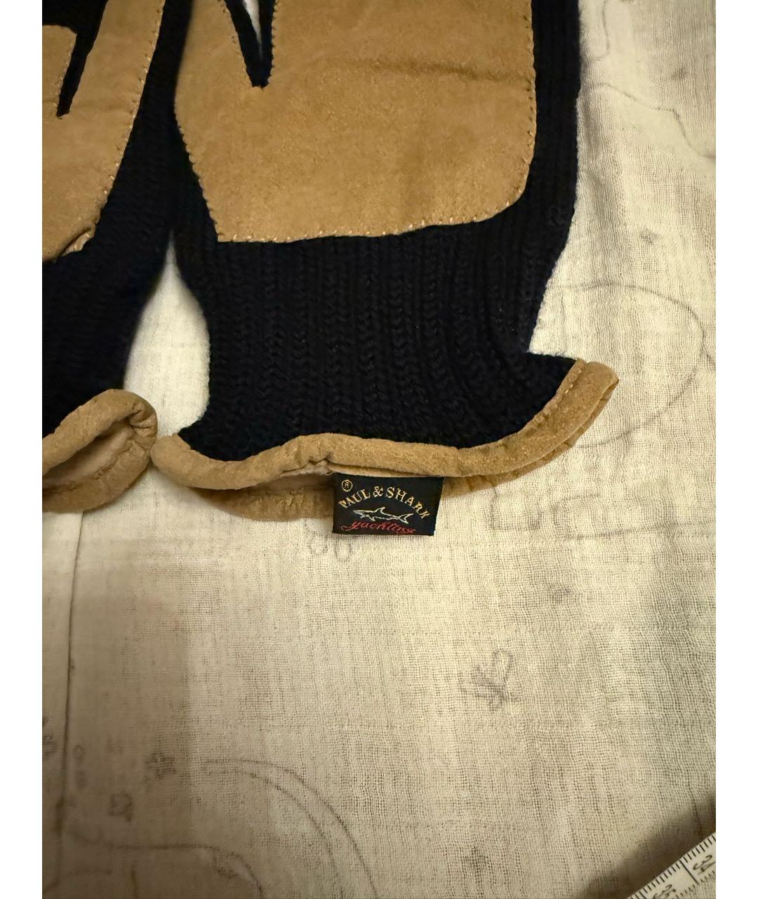 PAUL & SHARK Темно-синие шерстяные перчатки, фото 7