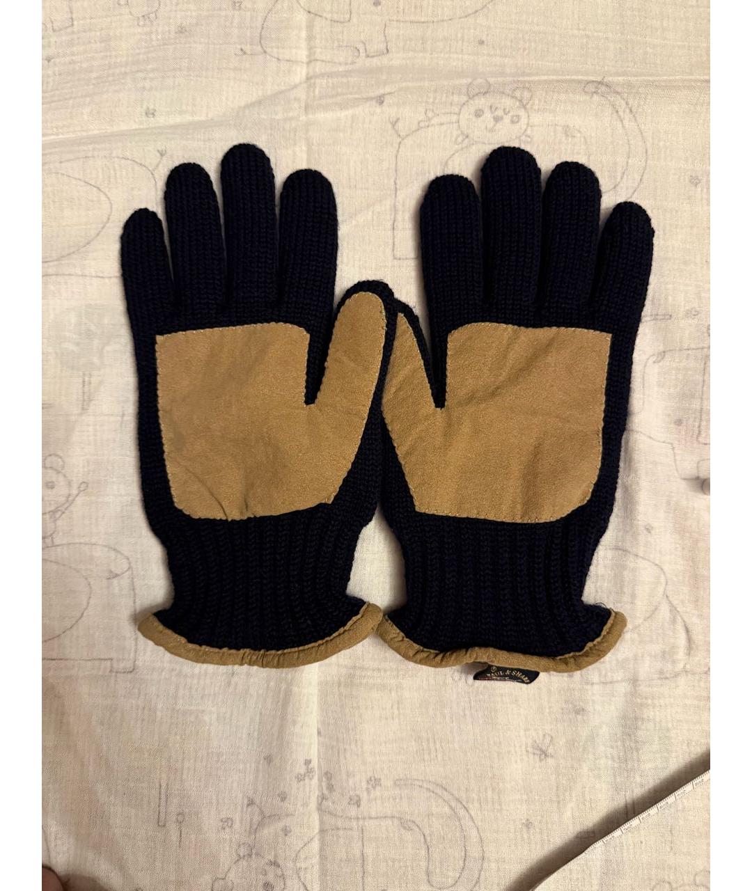 PAUL & SHARK Темно-синие шерстяные перчатки, фото 2