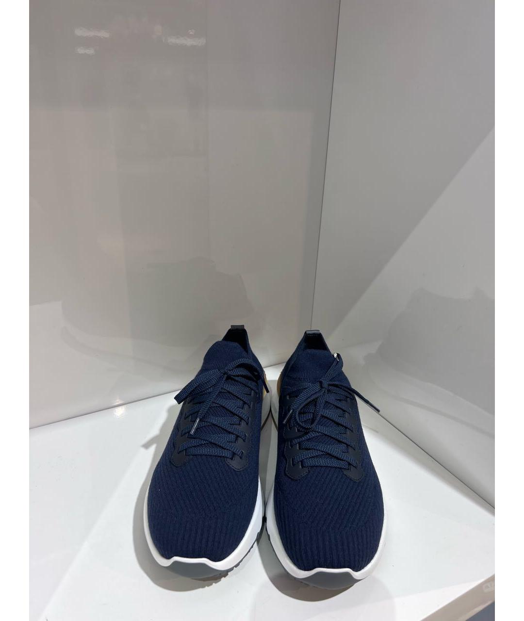 BRUNELLO CUCINELLI Темно-синие текстильные низкие кроссовки / кеды, фото 2