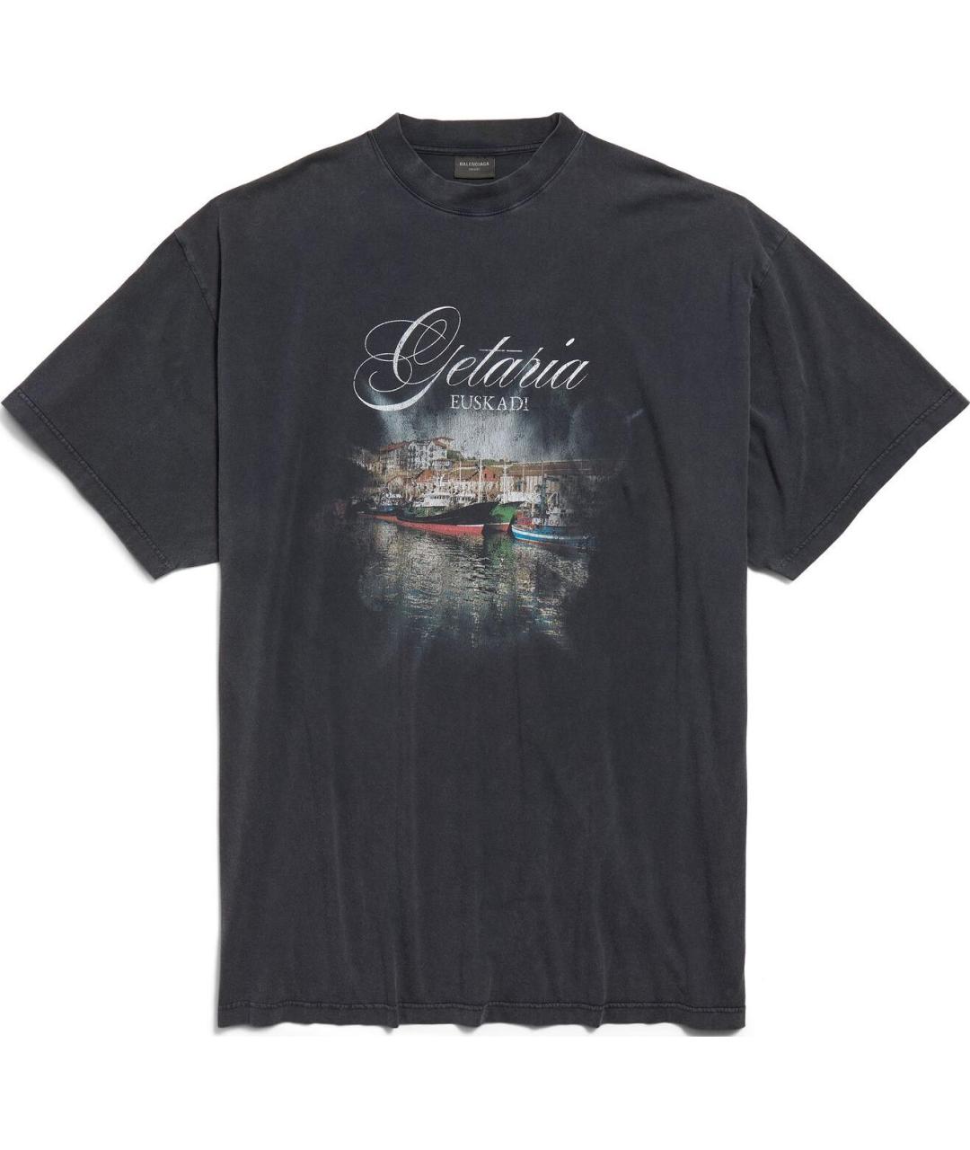BALENCIAGA Антрацитовая хлопковая футболка, фото 1
