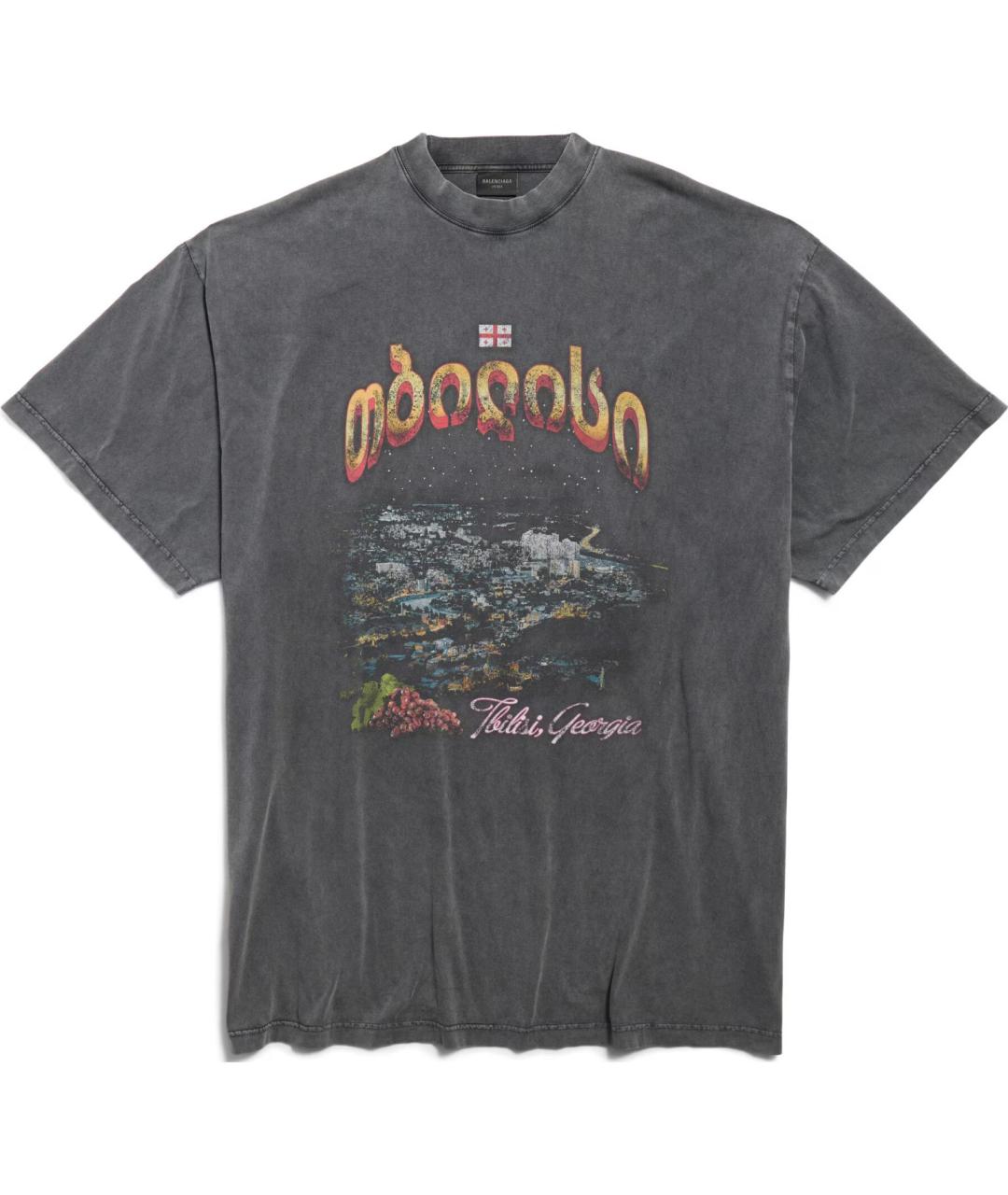 BALENCIAGA Черная хлопковая футболка, фото 1