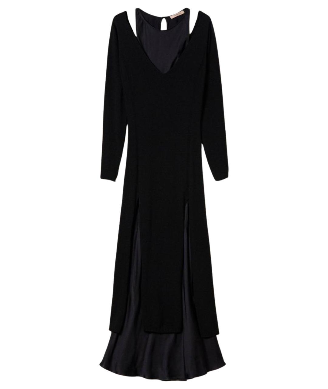 TWIN-SET Черное шерстяное повседневное платье, фото 1