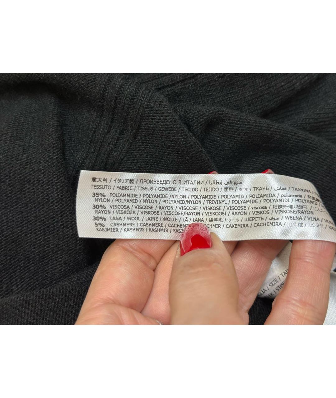 TWIN-SET Черное шерстяное повседневное платье, фото 7