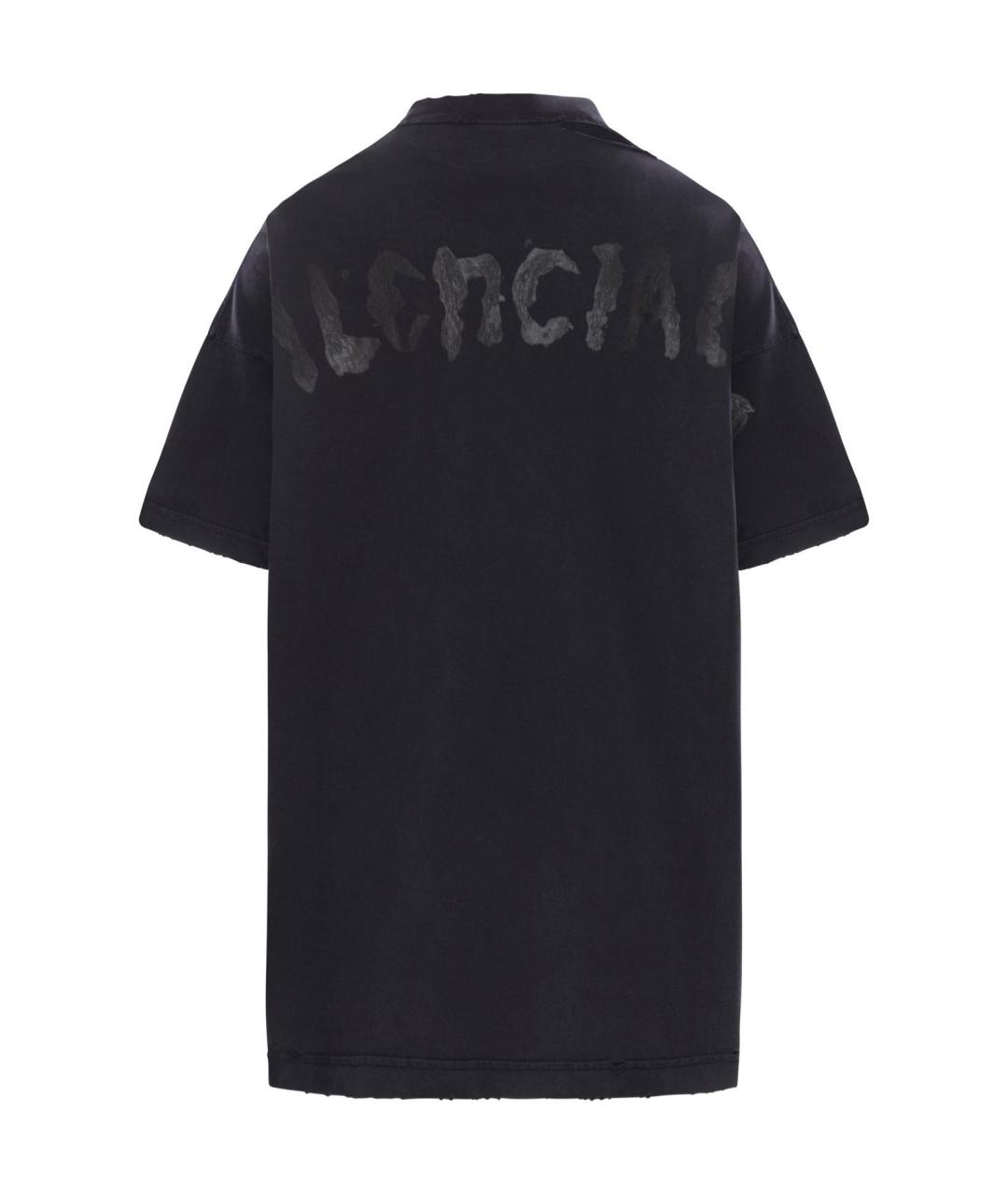 BALENCIAGA Черная хлопковая футболка, фото 2