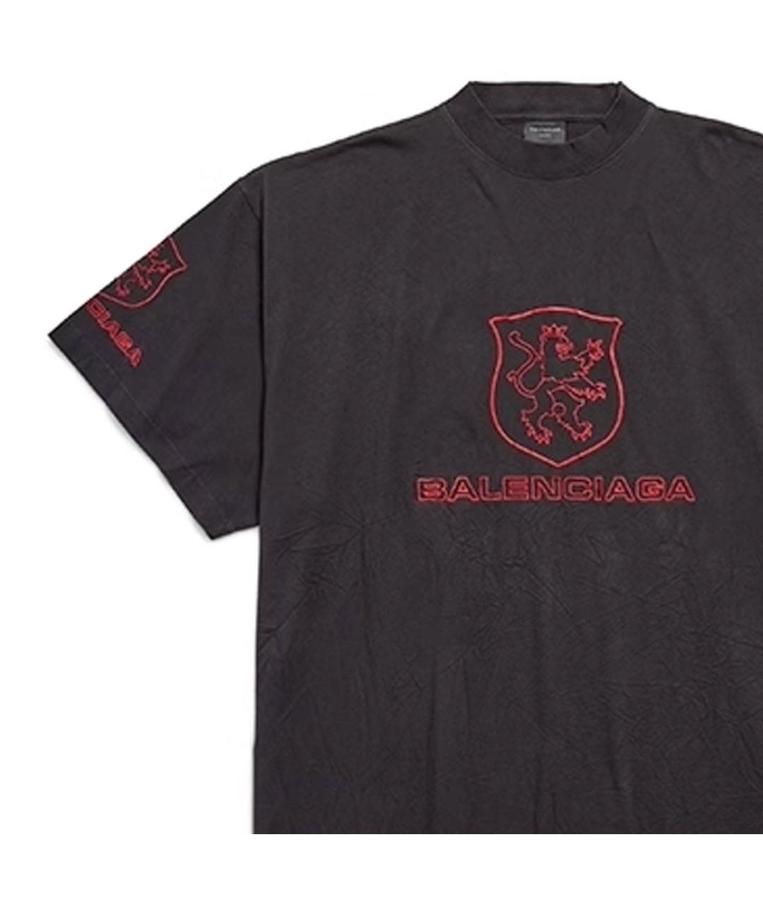 BALENCIAGA Черная хлопковая футболка, фото 3