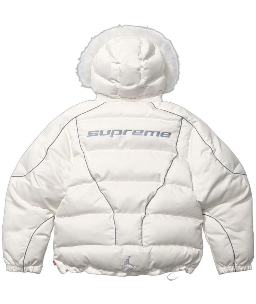 SUPREME Белый полиэстеровый пуховик, фото 2