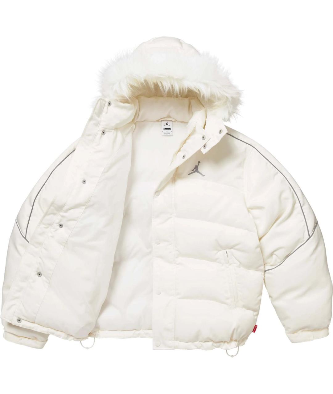 SUPREME Белый полиэстеровый пуховик, фото 5