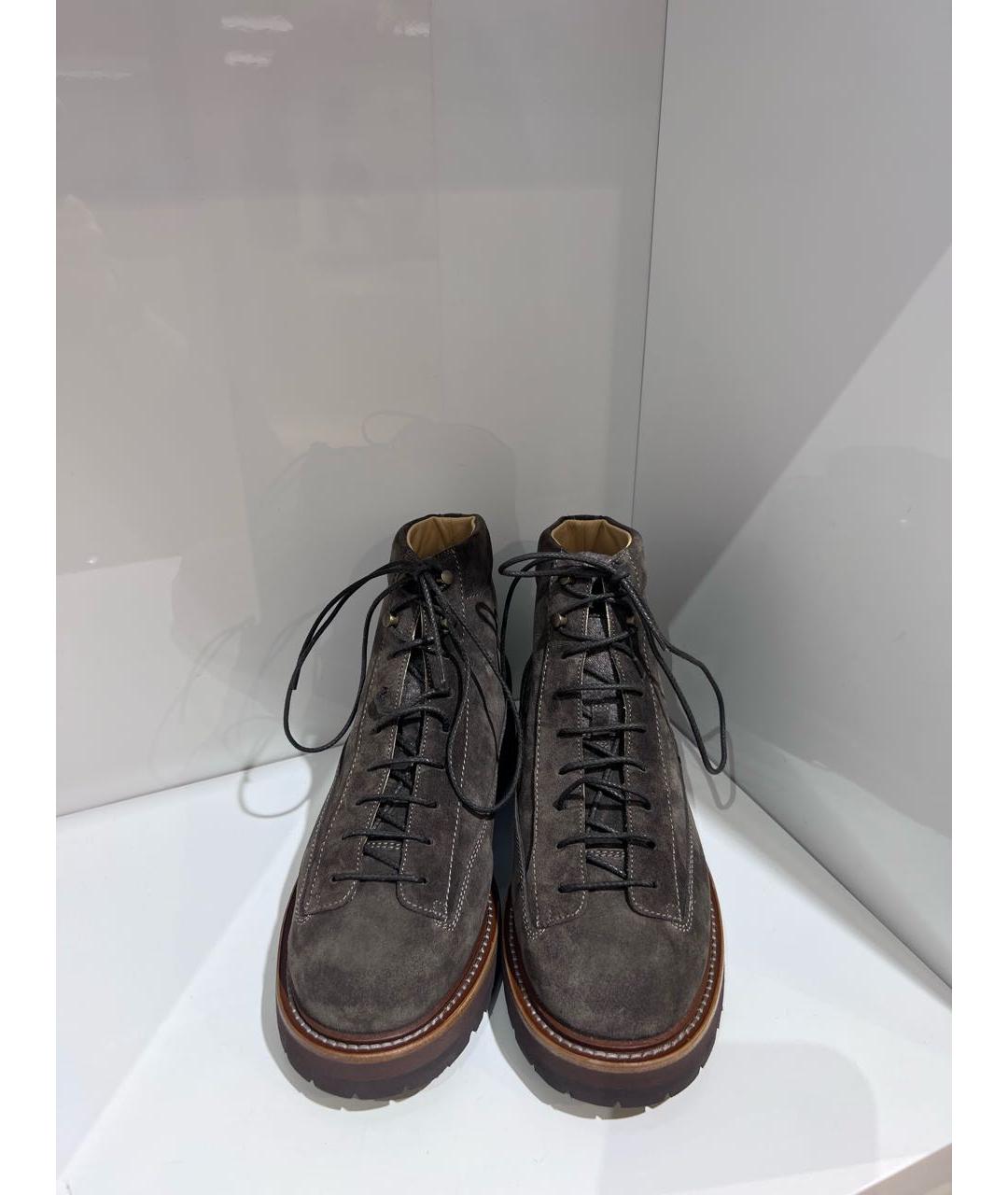 BRUNELLO CUCINELLI Коричневые замшевые высокие ботинки, фото 3