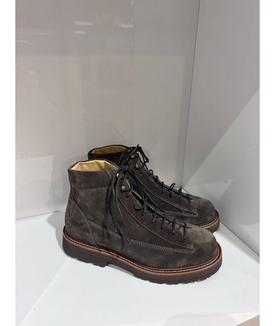 BRUNELLO CUCINELLI Коричневые замшевые высокие ботинки, фото 2