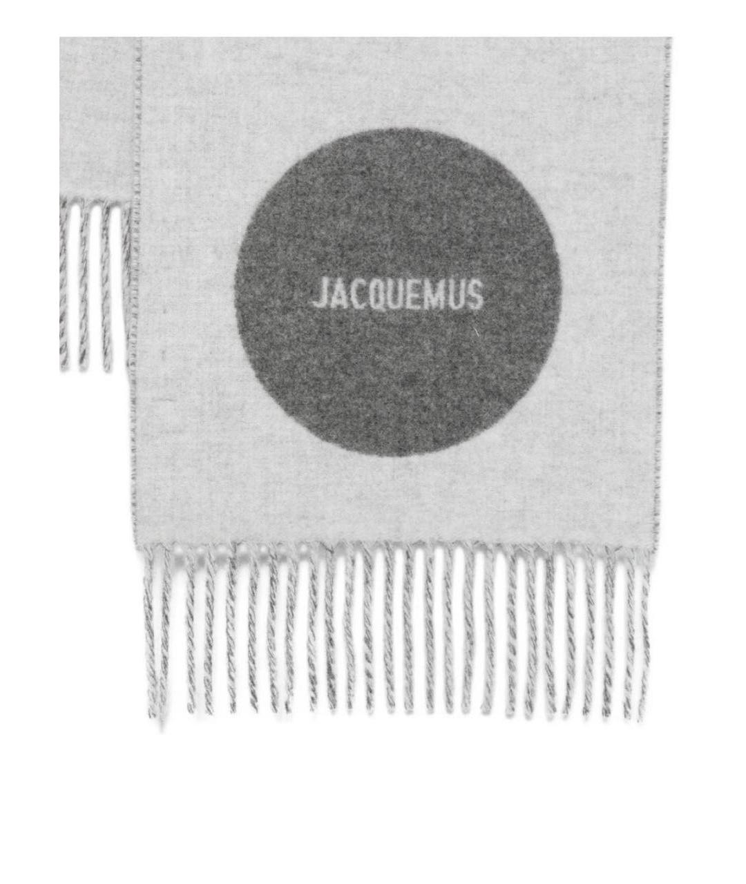 JACQUEMUS Серый шерстяной шарф, фото 2
