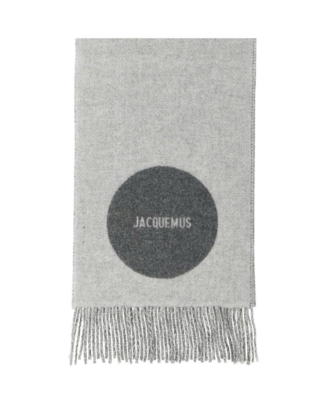 JACQUEMUS Серый шерстяной шарф, фото 4