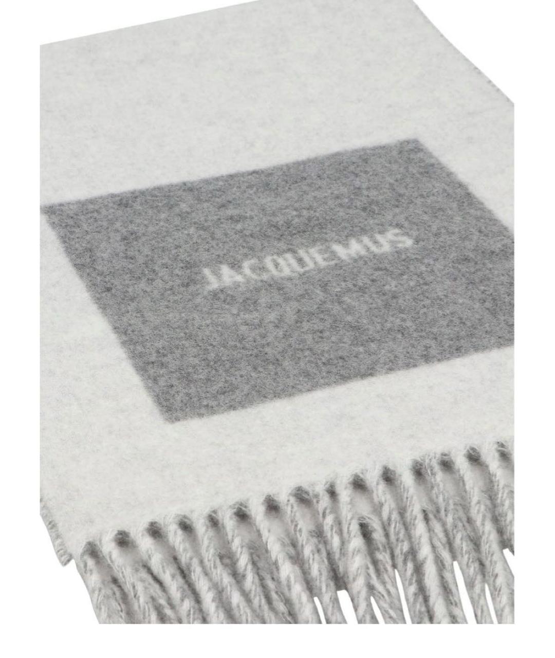 JACQUEMUS Серый шерстяной шарф, фото 3