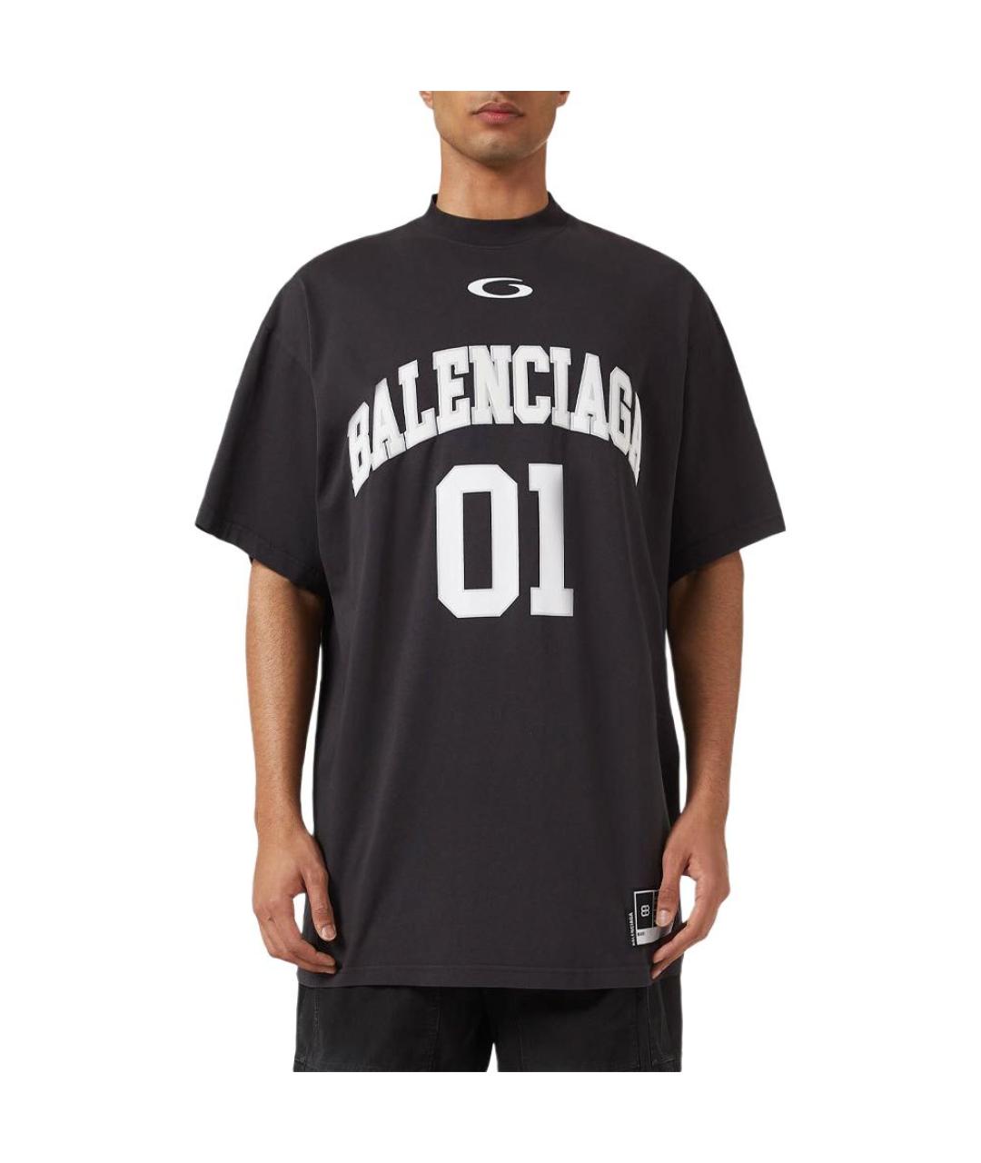 BALENCIAGA Черная хлопковая футболка, фото 3
