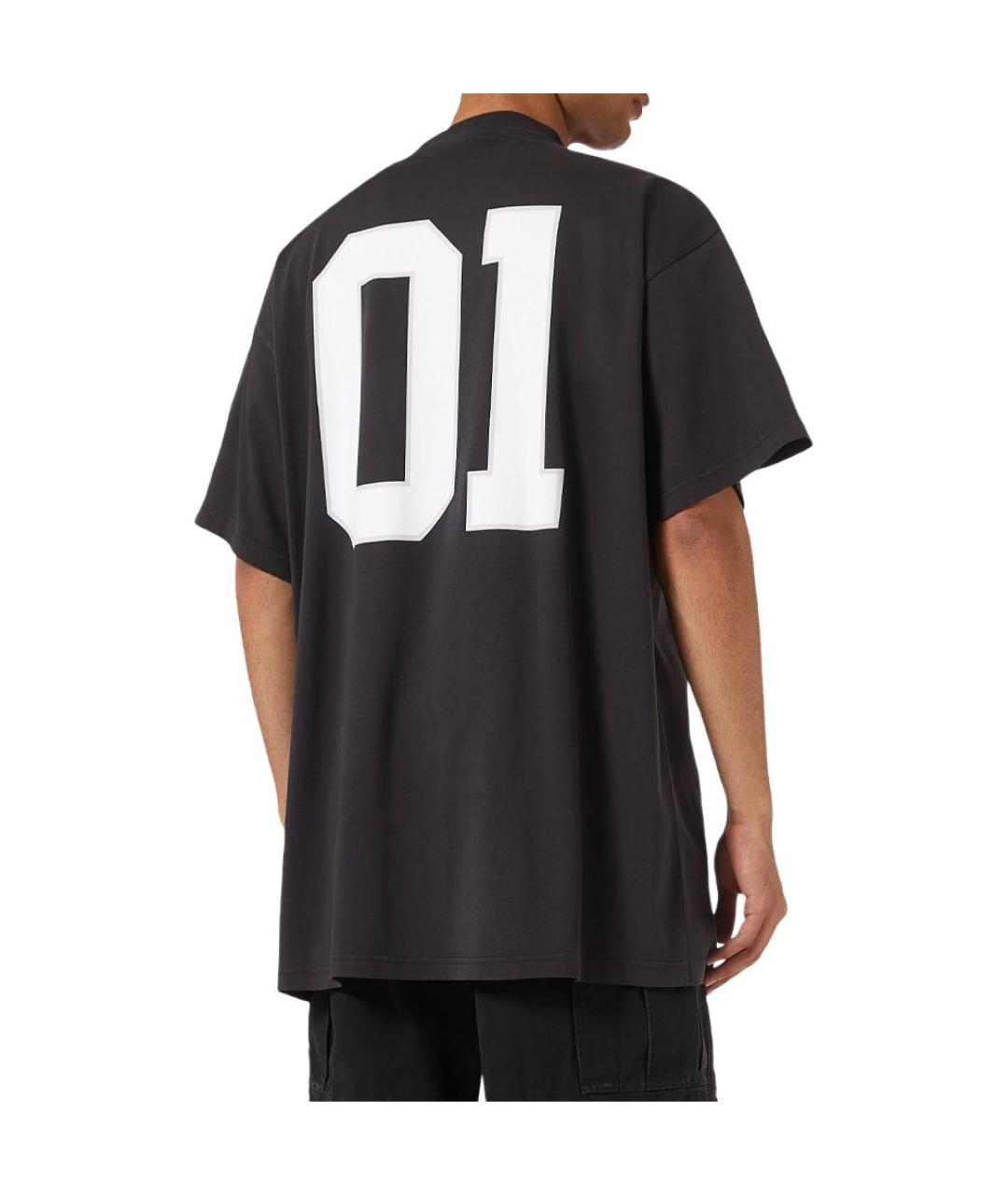 BALENCIAGA Черная хлопковая футболка, фото 5