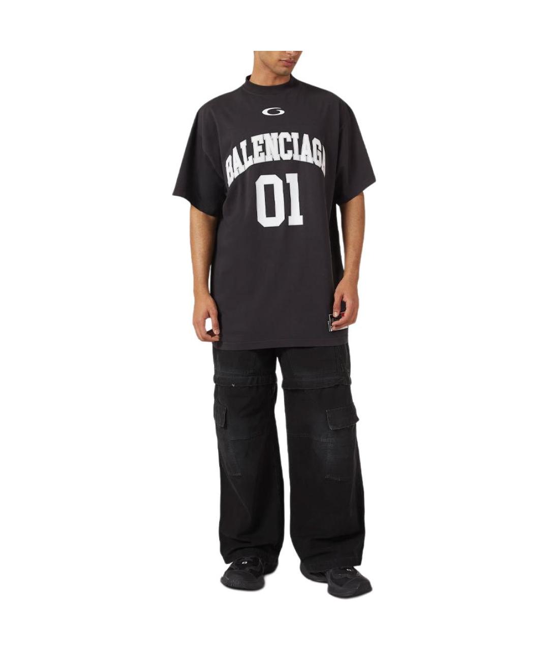 BALENCIAGA Черная хлопковая футболка, фото 4
