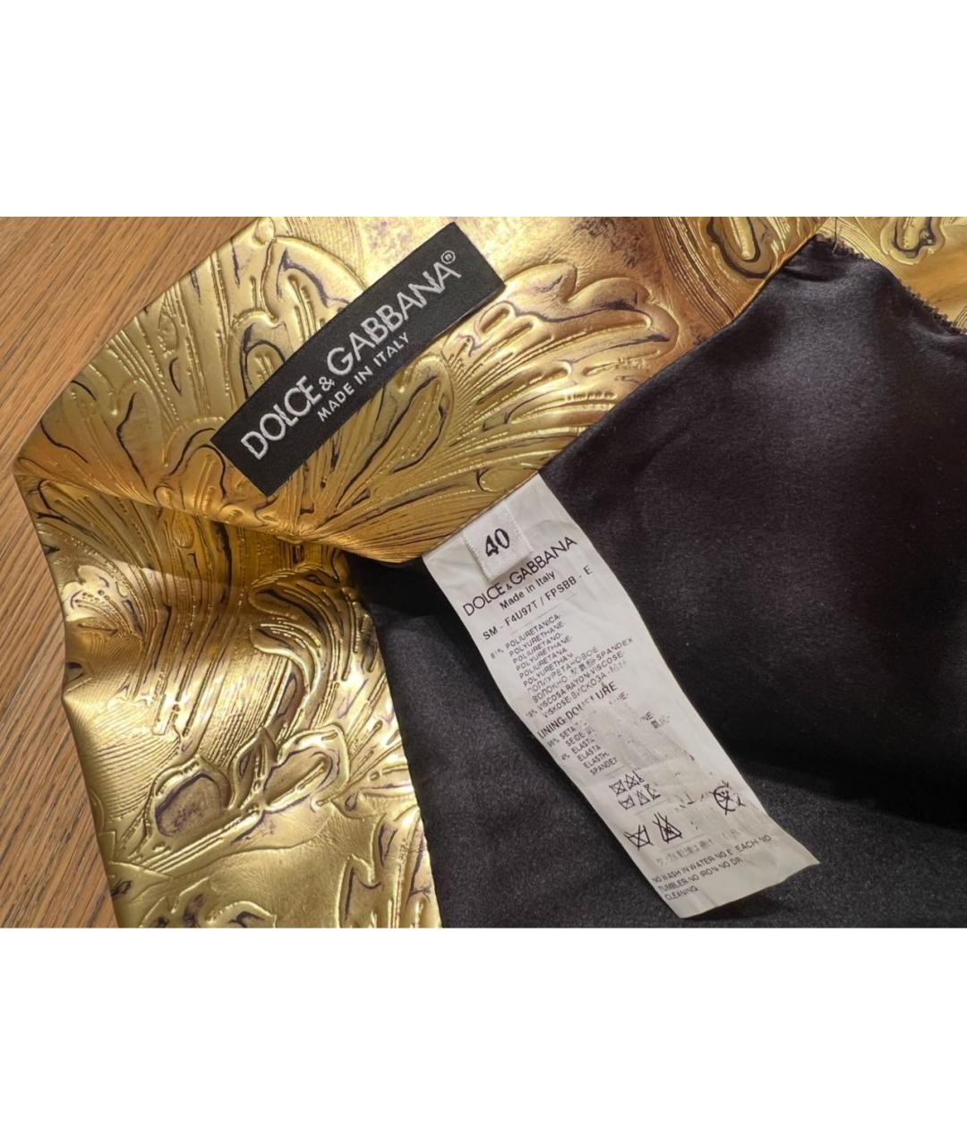 DOLCE&GABBANA Золотая юбка мини, фото 4