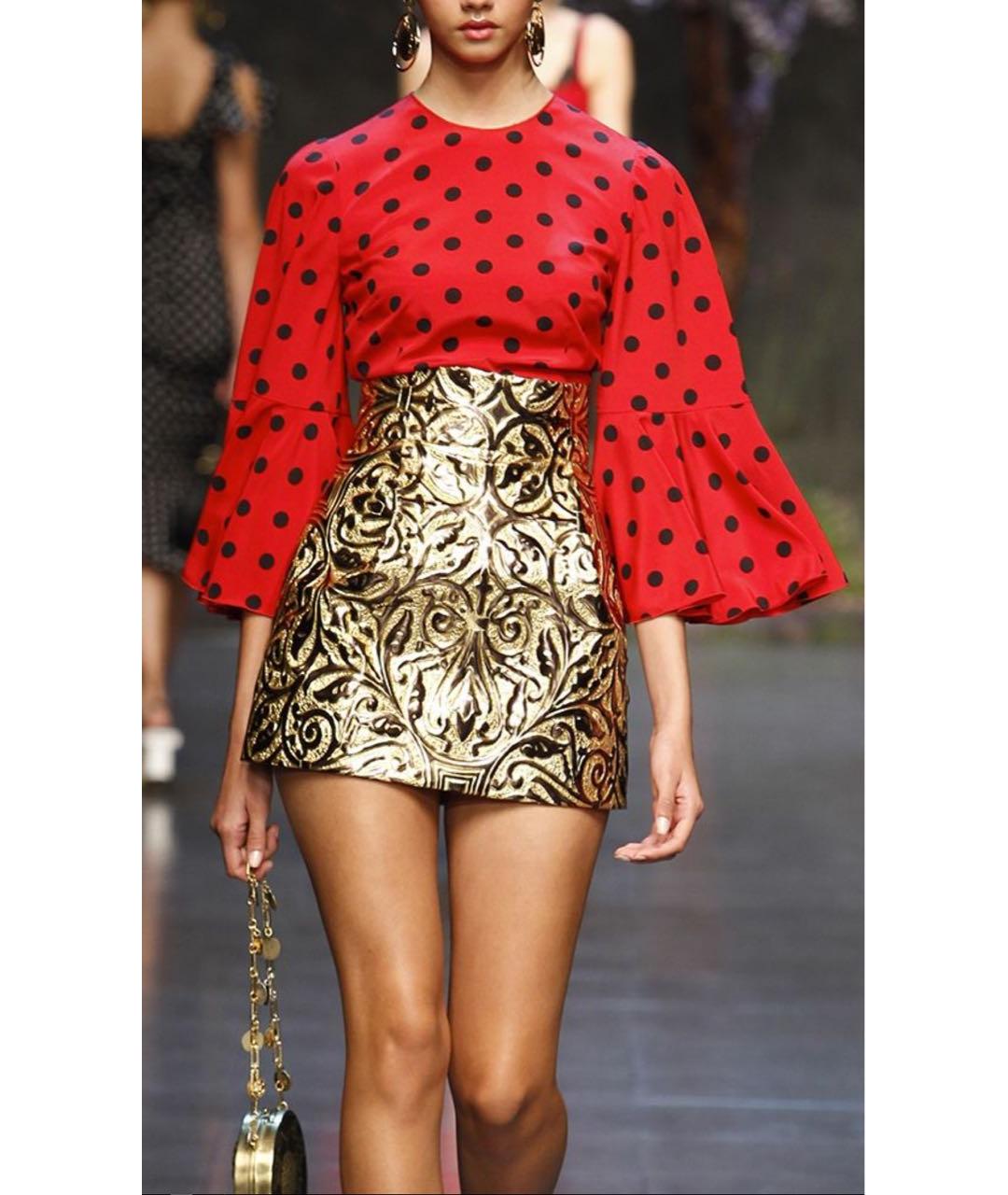 DOLCE&GABBANA Золотая юбка мини, фото 6