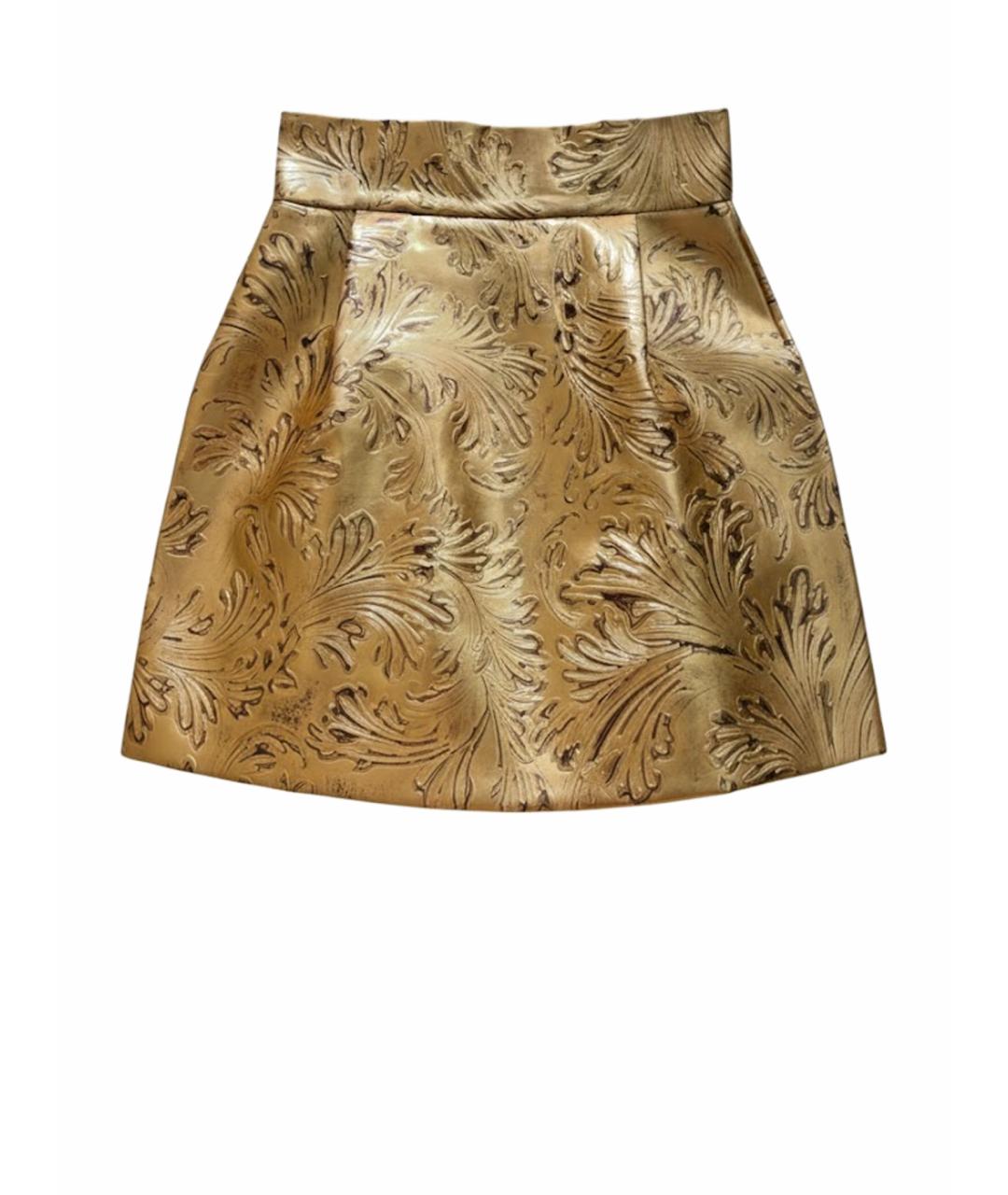 DOLCE&GABBANA Золотая юбка мини, фото 1