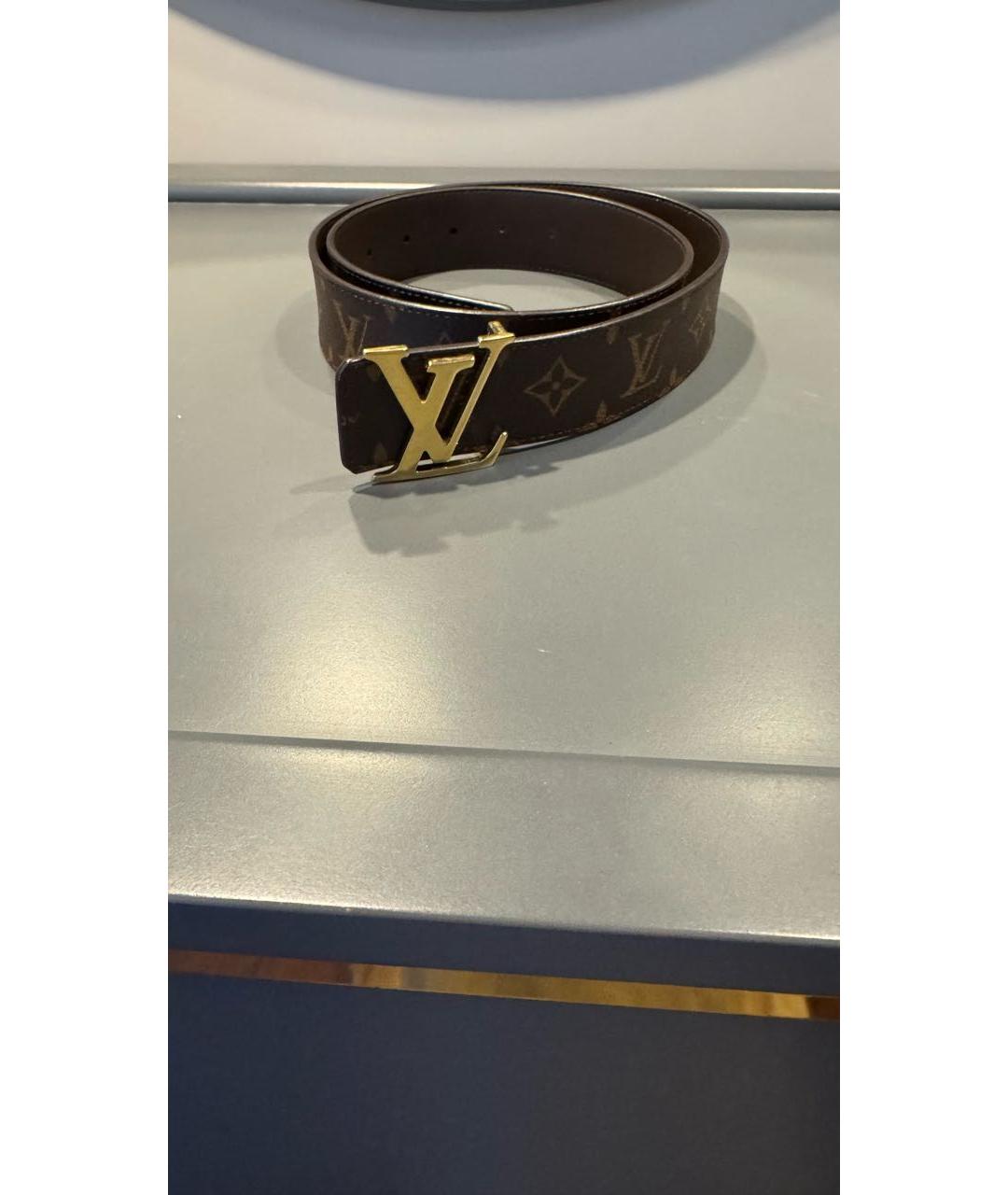 LOUIS VUITTON Коричневый кожаный ремень, фото 4