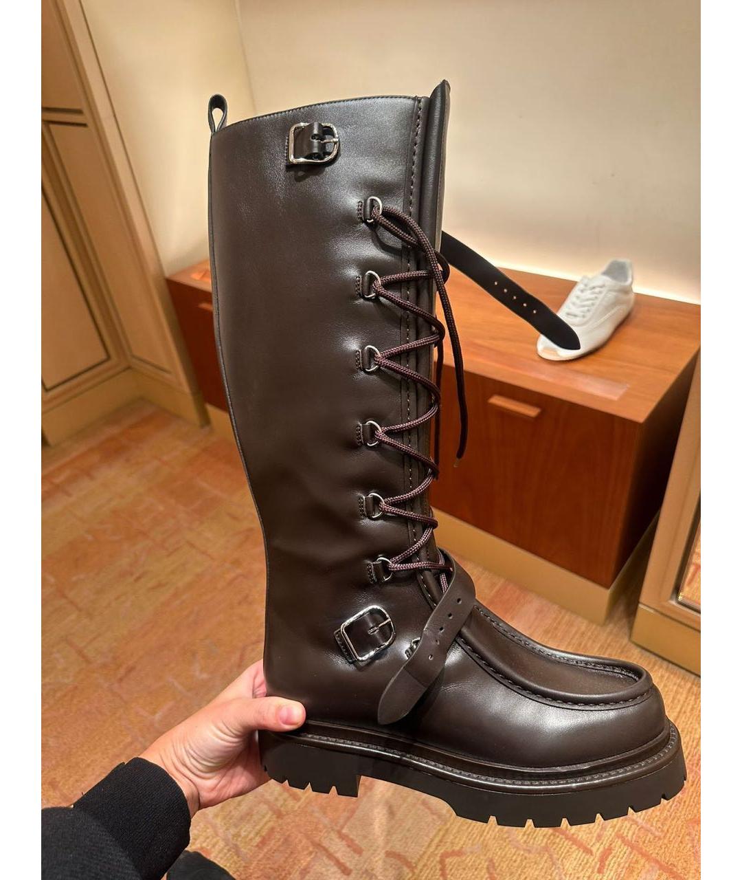 HERMES Коричневые кожаные сапоги, фото 2