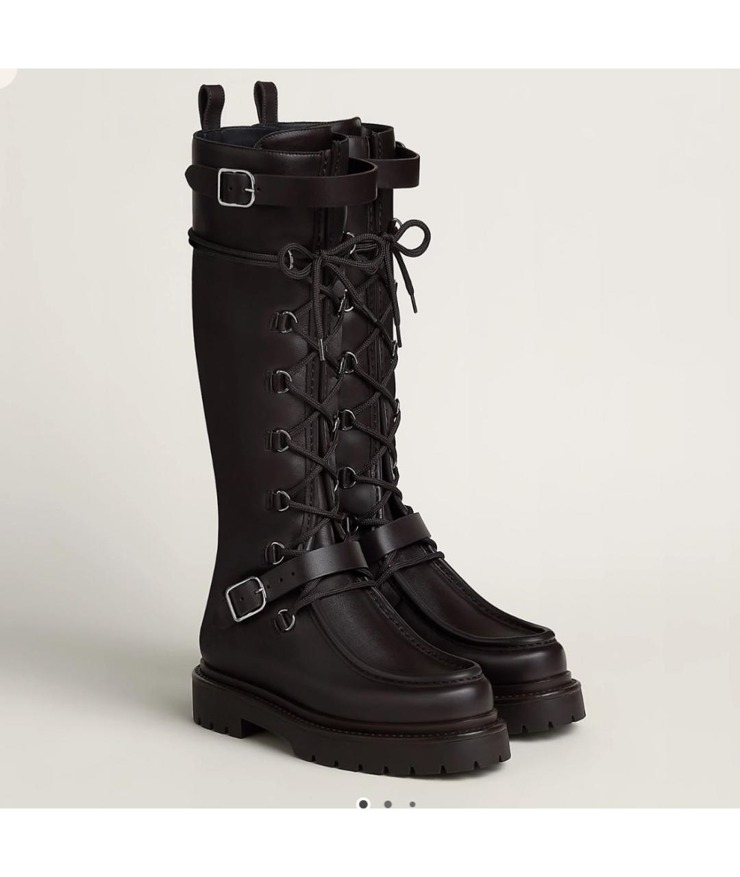 HERMES Коричневые кожаные сапоги, фото 3