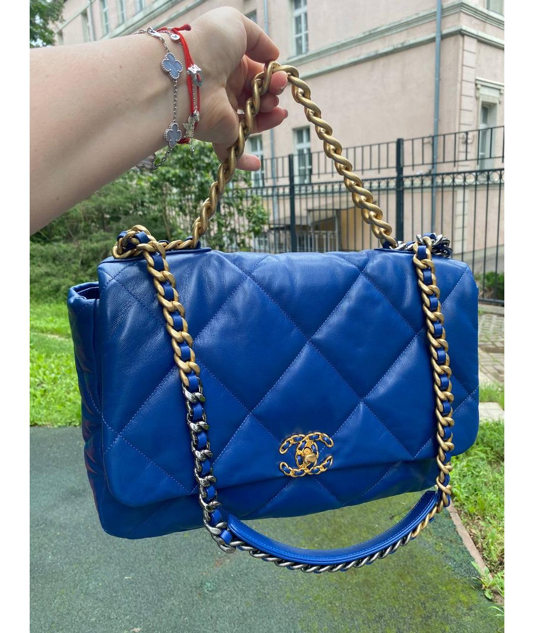 CHANEL Синяя кожаная сумка через плечо, фото 3