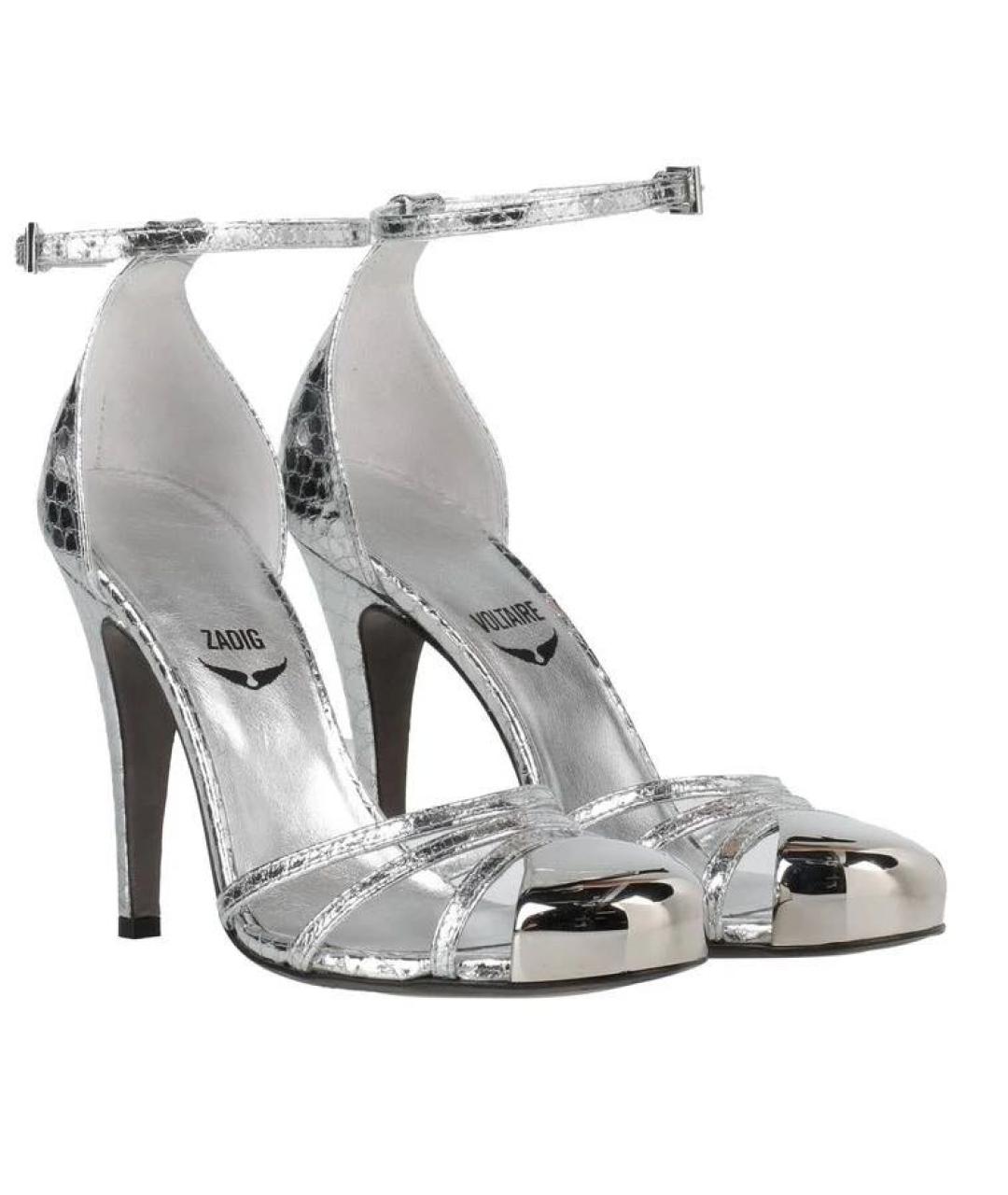 ZADIG & VOLTAIRE Серебряные кожаные босоножки, фото 2