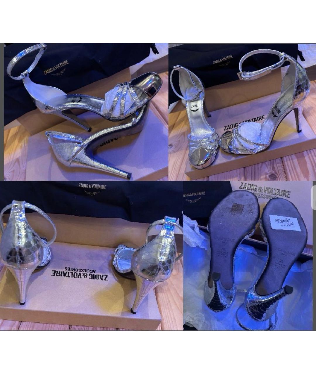ZADIG & VOLTAIRE Серебряные кожаные босоножки, фото 5