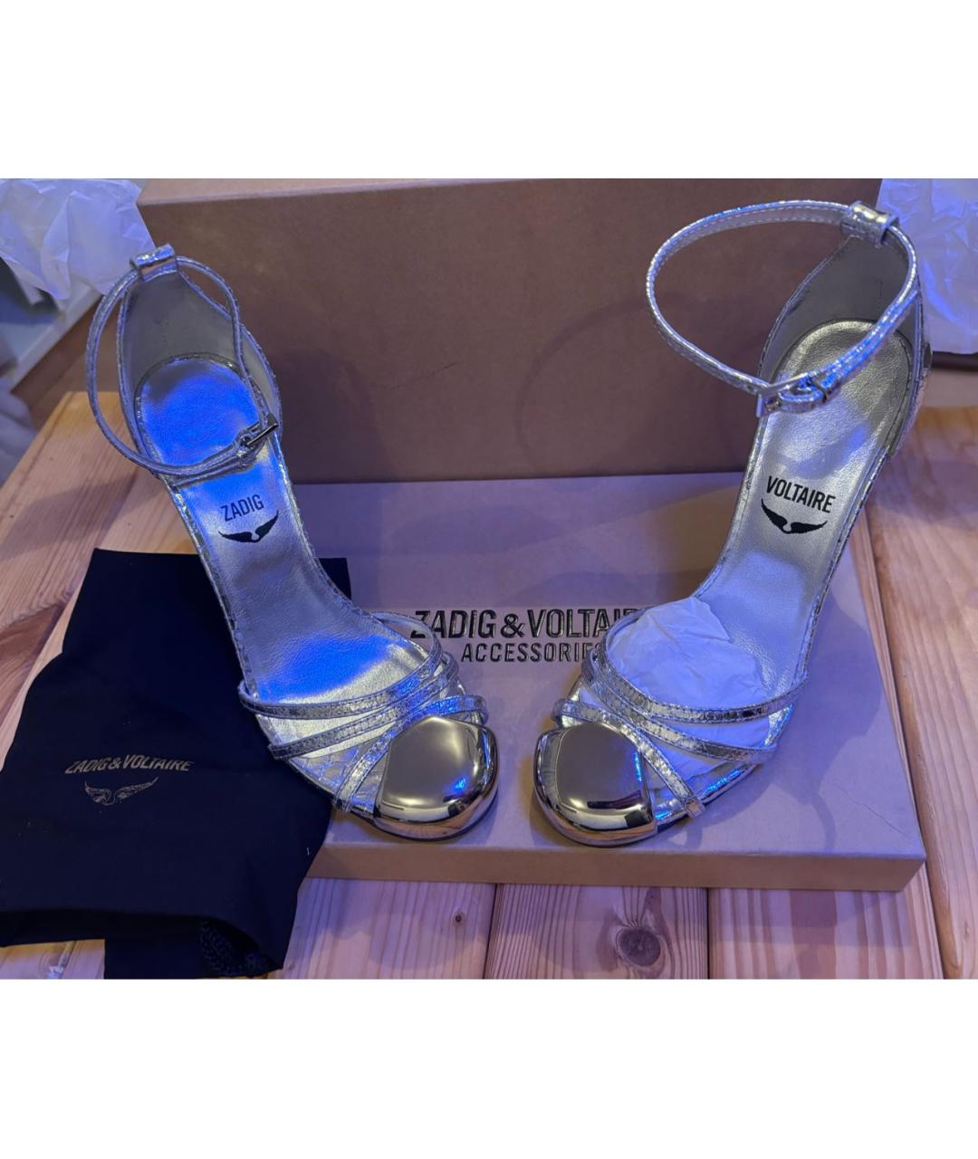 ZADIG & VOLTAIRE Серебряные кожаные босоножки, фото 6