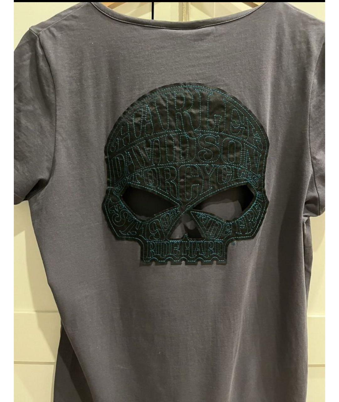 Harley Davidson Антрацитовая хлопко-эластановая футболка, фото 2