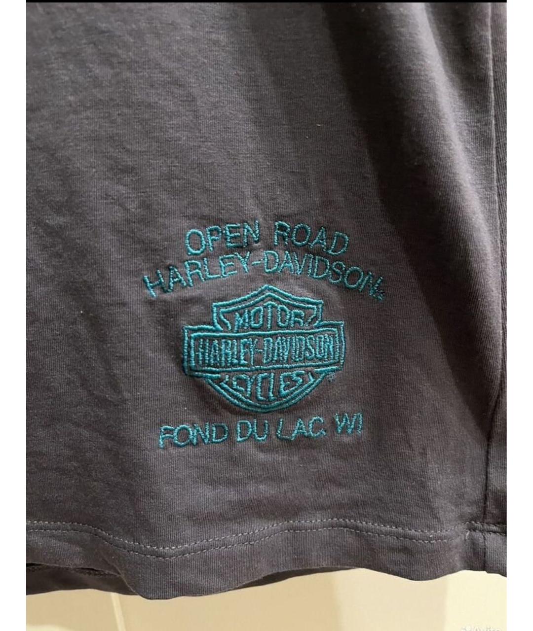 Harley Davidson Антрацитовая хлопко-эластановая футболка, фото 3
