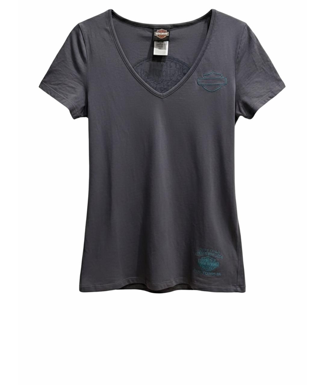 Harley Davidson Антрацитовая хлопко-эластановая футболка, фото 5