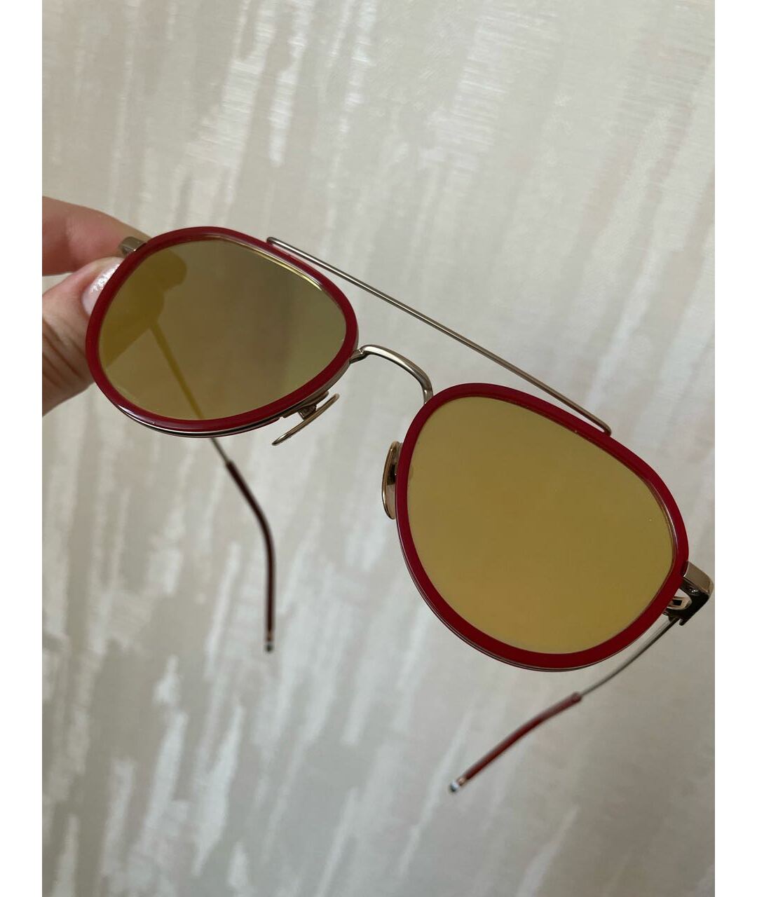 THOM BROWNE Красные металлические солнцезащитные очки, фото 7