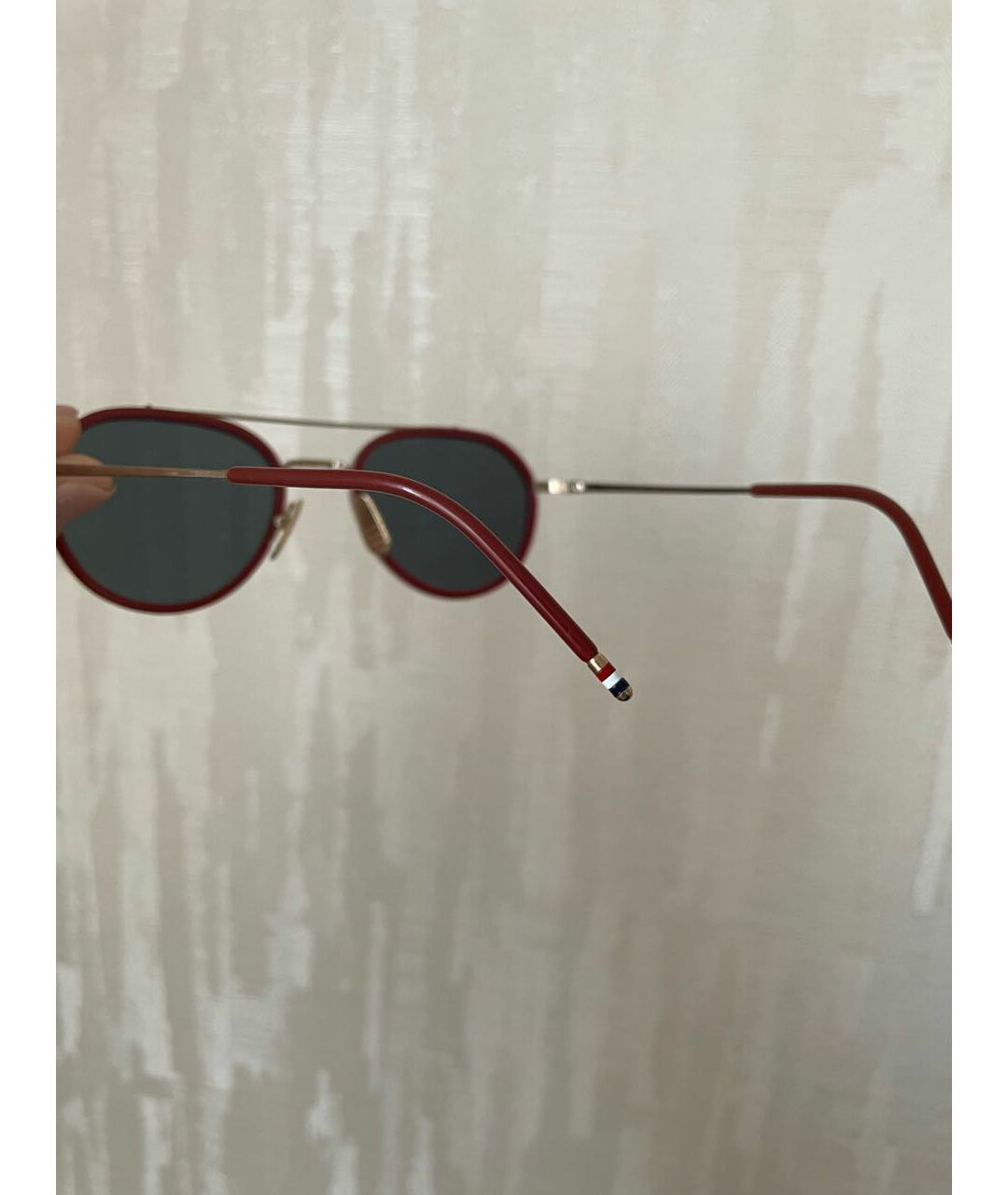 THOM BROWNE Красные металлические солнцезащитные очки, фото 2