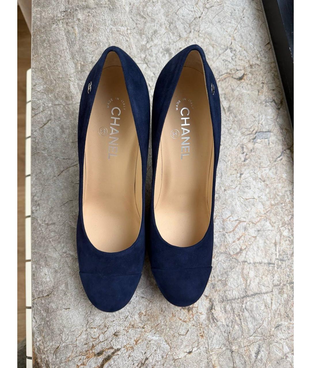 CHANEL Темно-синие замшевые туфли, фото 3