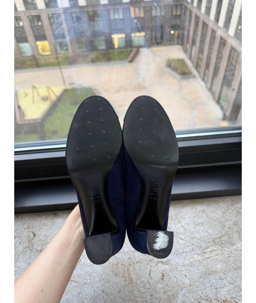 CHANEL Темно-синие замшевые туфли, фото 5