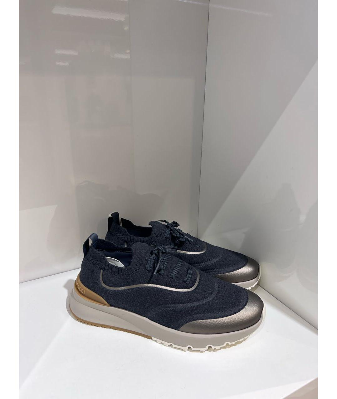 BRUNELLO CUCINELLI Серые текстильные низкие кроссовки / кеды, фото 2