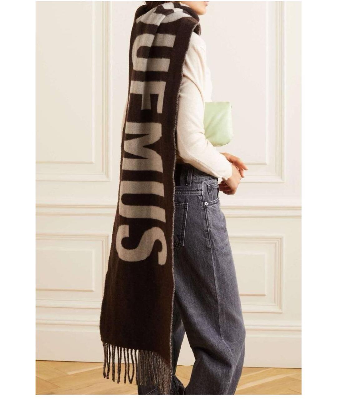 JACQUEMUS Коричневый шерстяной шарф, фото 3