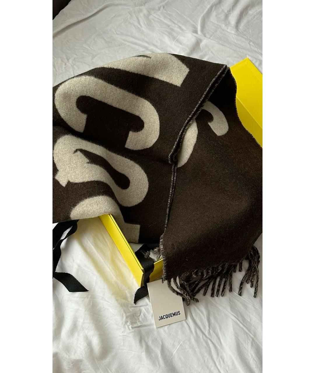 JACQUEMUS Коричневый шерстяной шарф, фото 4