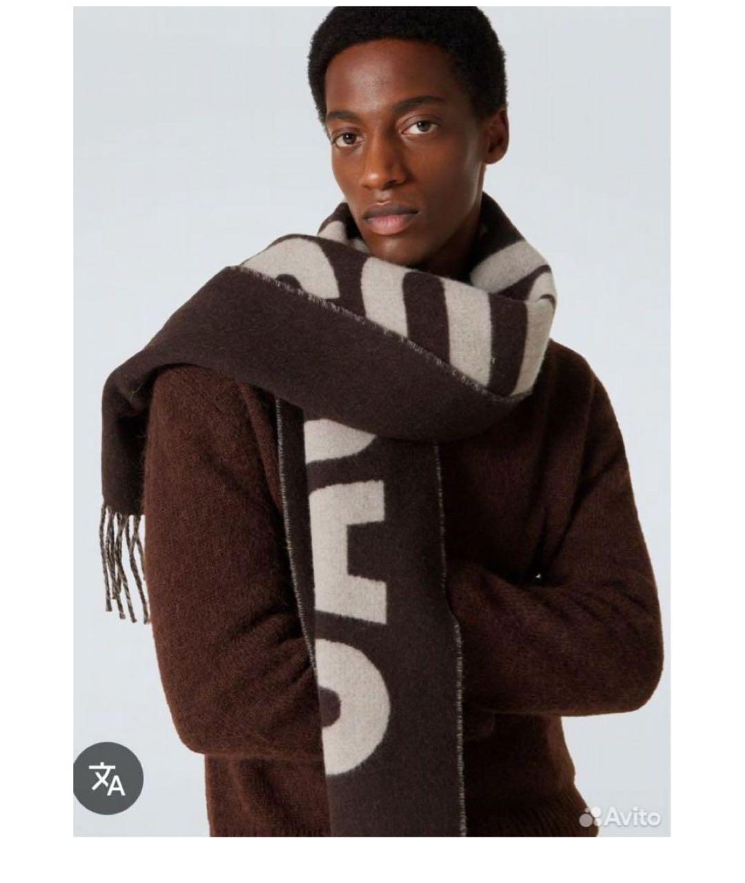 JACQUEMUS Коричневый шерстяной шарф, фото 2