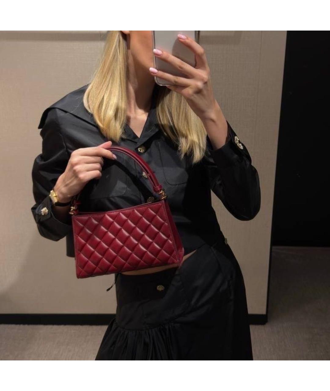 CHANEL Бордовая кожаная сумка с короткими ручками, фото 2