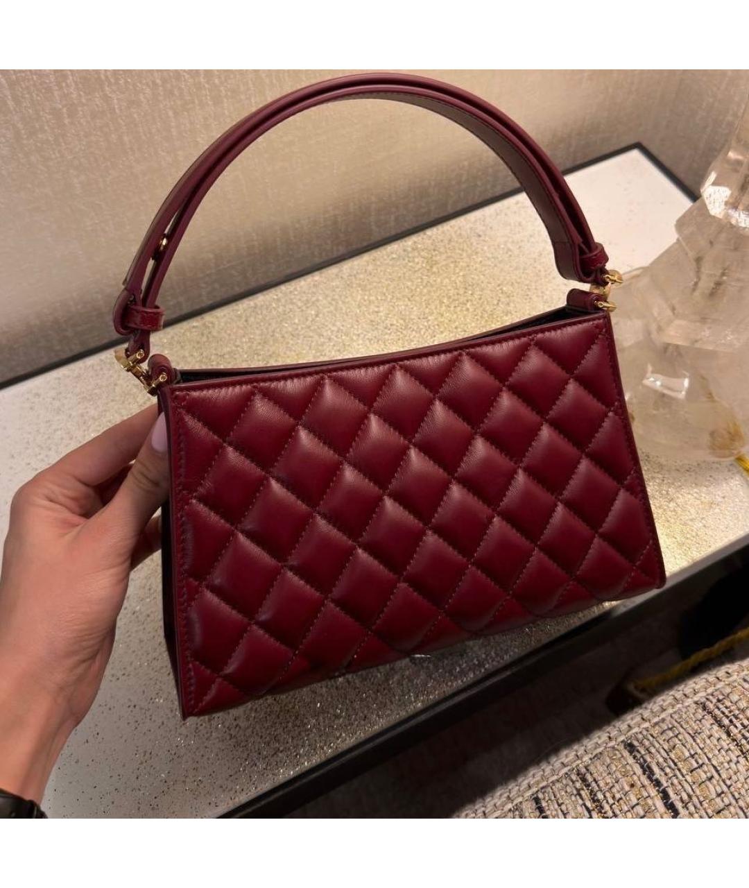 CHANEL Бордовая кожаная сумка с короткими ручками, фото 3