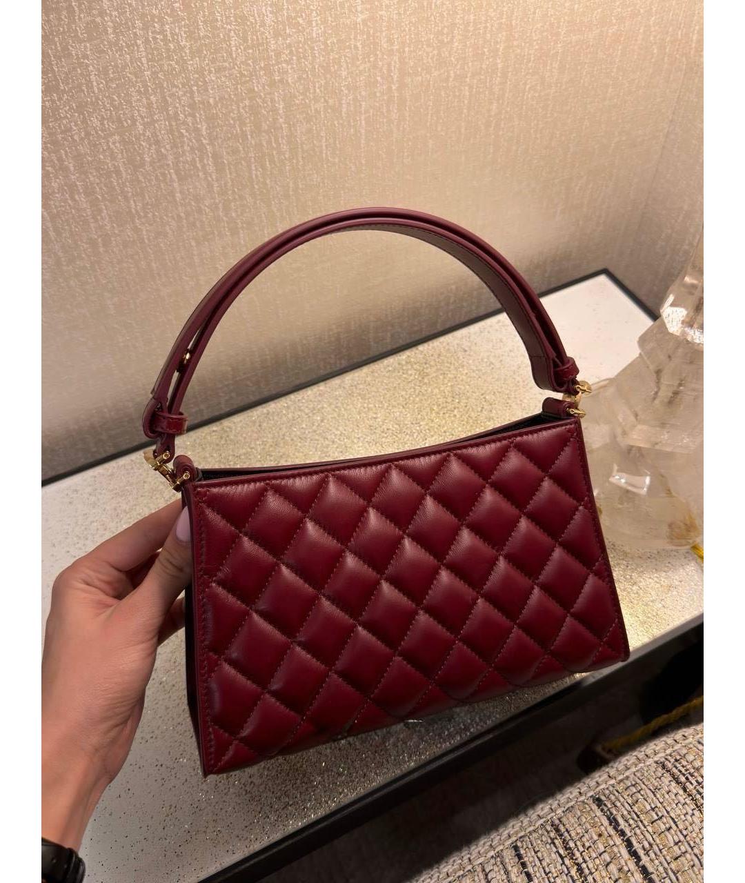 CHANEL Бордовая кожаная сумка с короткими ручками, фото 4