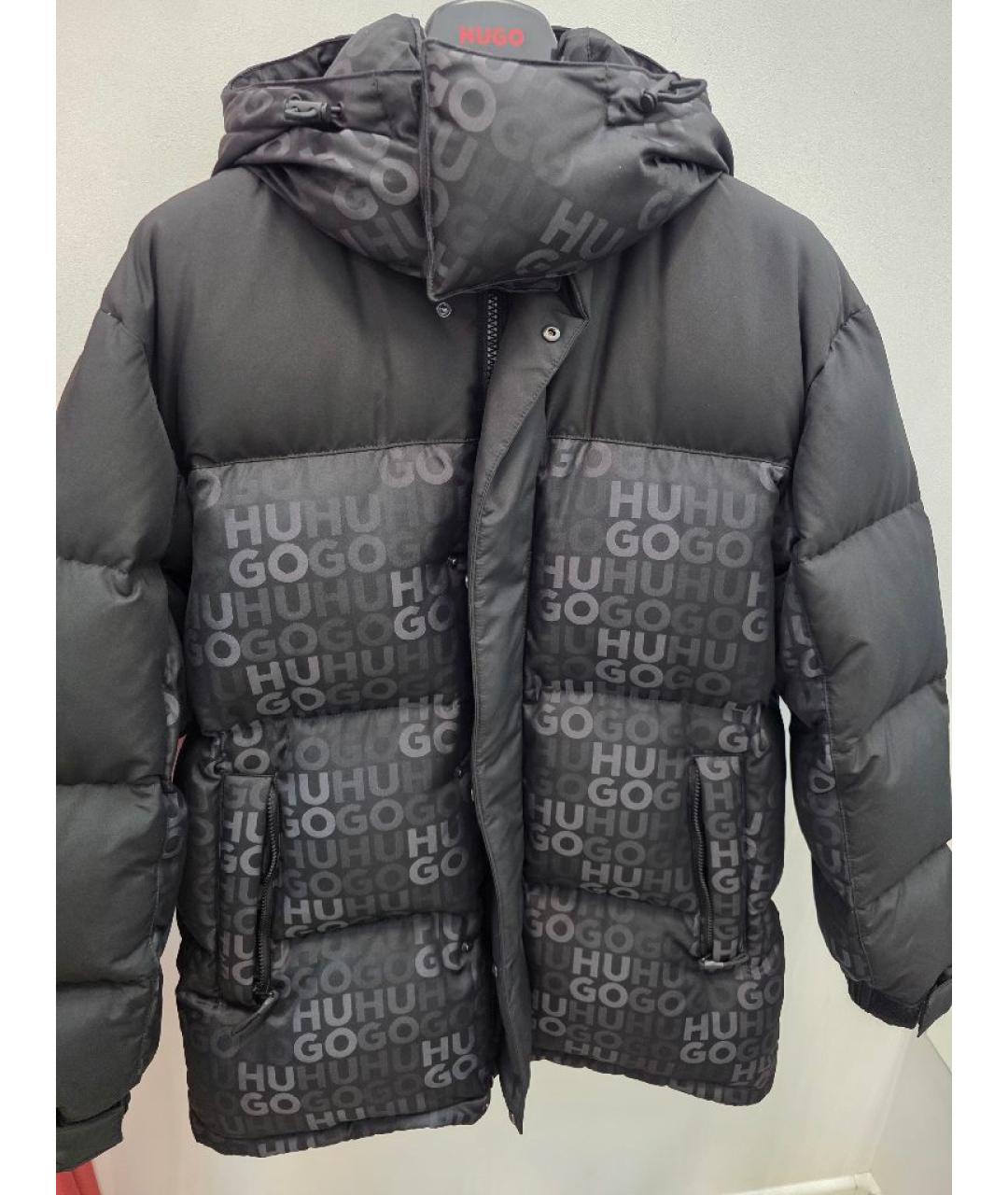 HUGO Черный полиэстеровый пуховик, фото 3